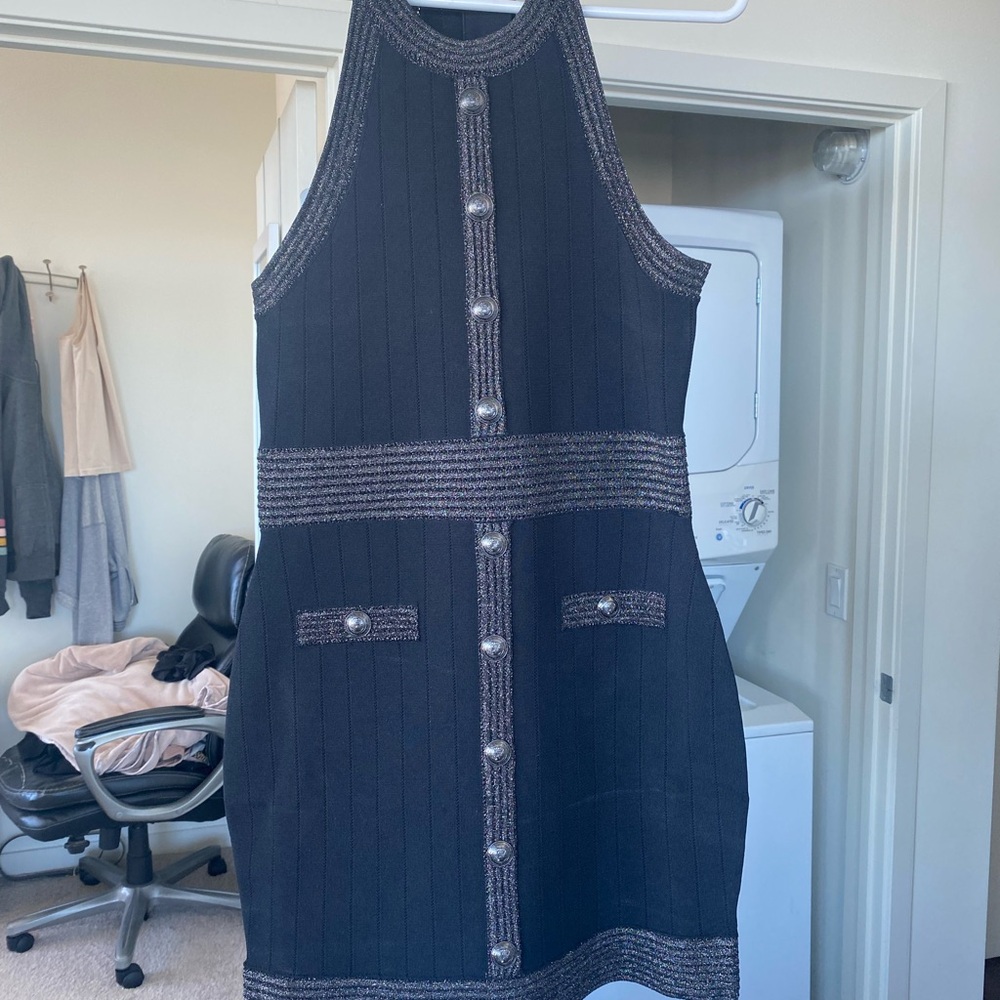L'AGENCE Black and Silver Mini Dress